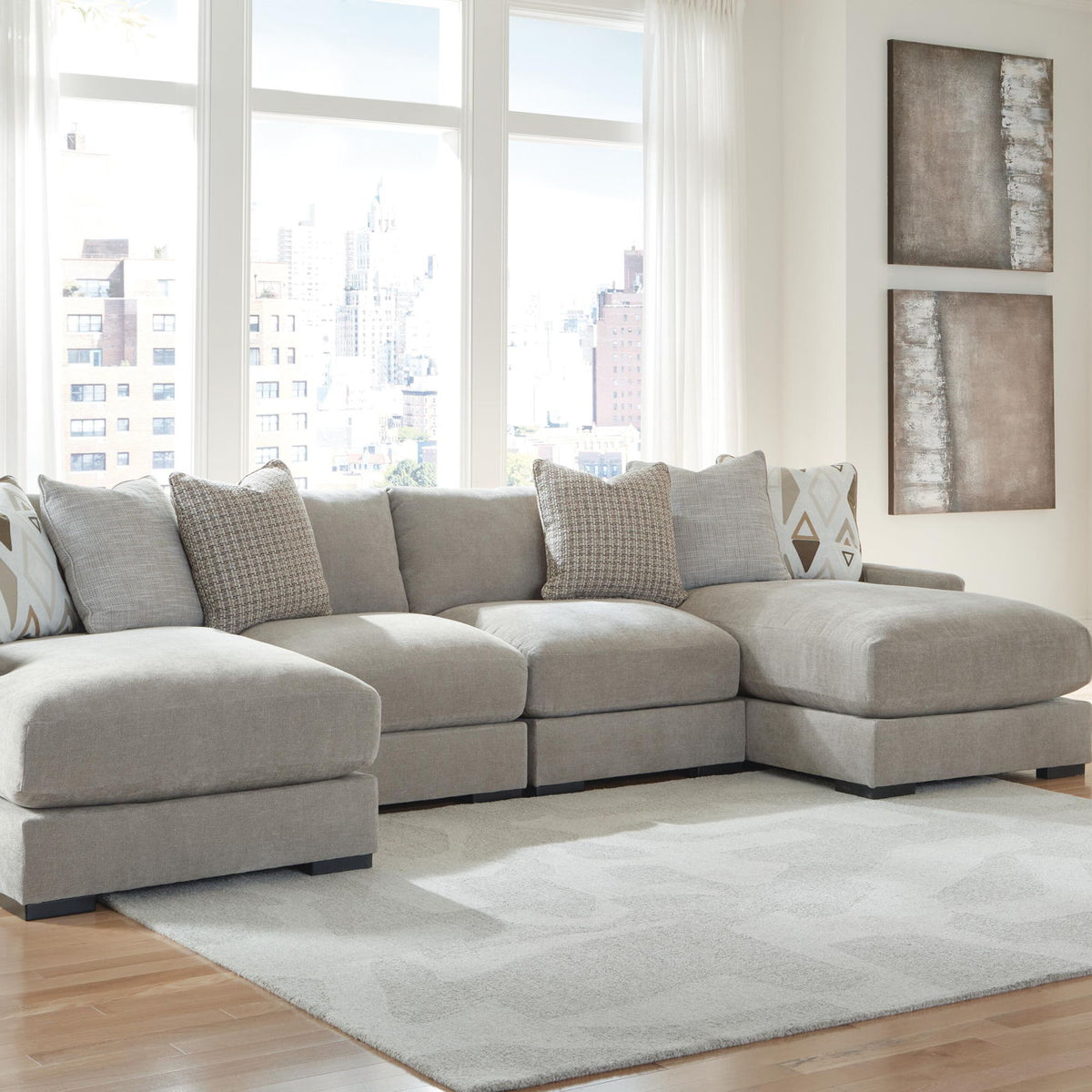 Aslan Court - 4-Piece Sofa Pit Sectional - Pebble