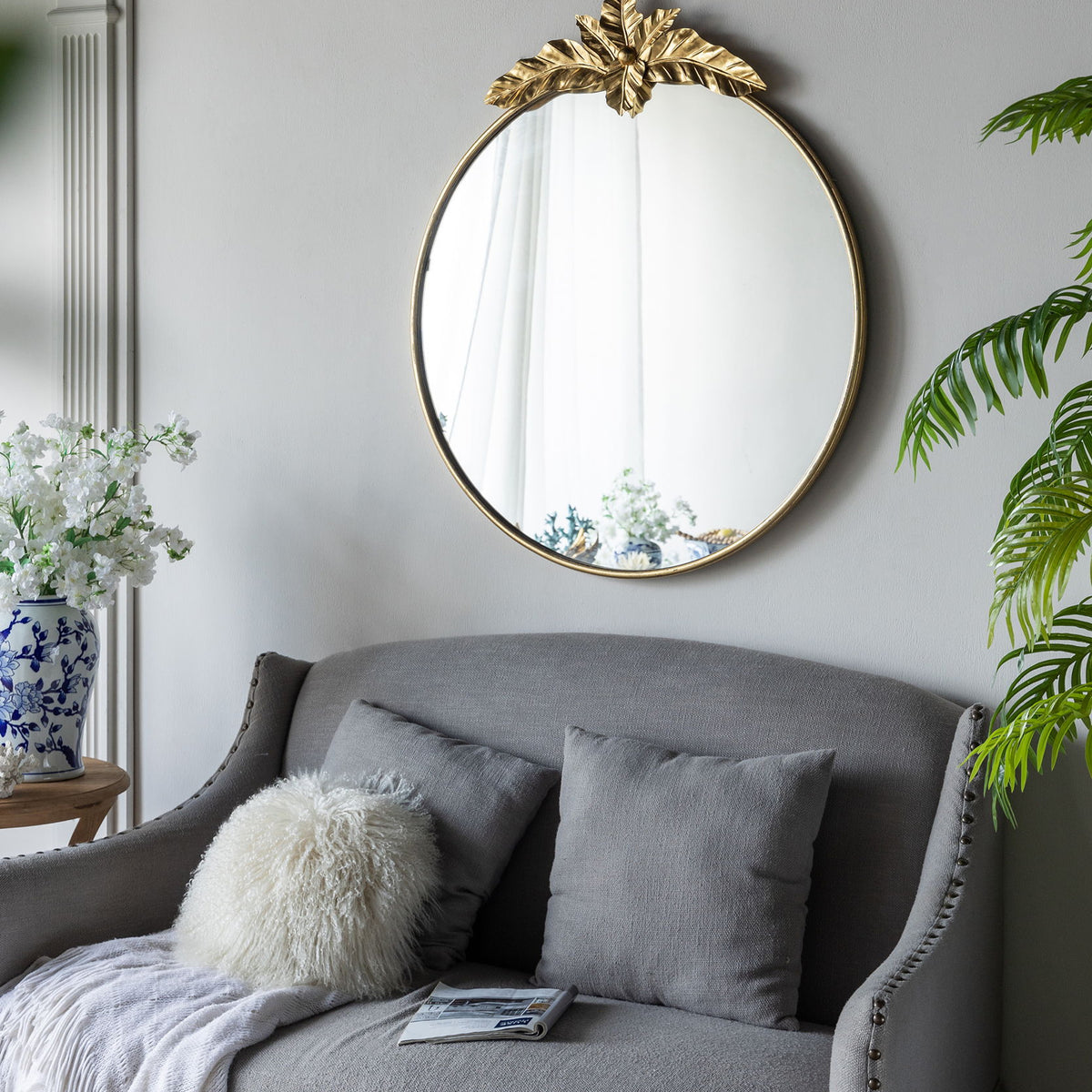 Large Round Wall Mirror With Metal Frame, Circle Accent Mirror For Living Room Bedroom Entryway - Gold