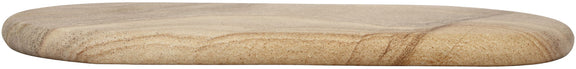 Carrell genuine marble tray, sand oval with thin raised edge and beige veining.