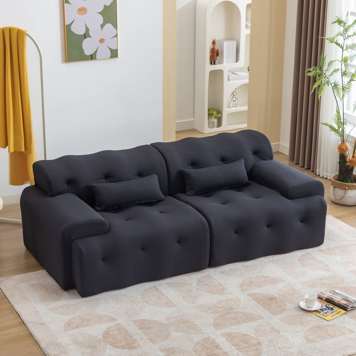 Large Size 2 Seater Sofa, Pure Foam Comfy Sofa Couch, Modern Lounge Sofa For Living Room, Apartment