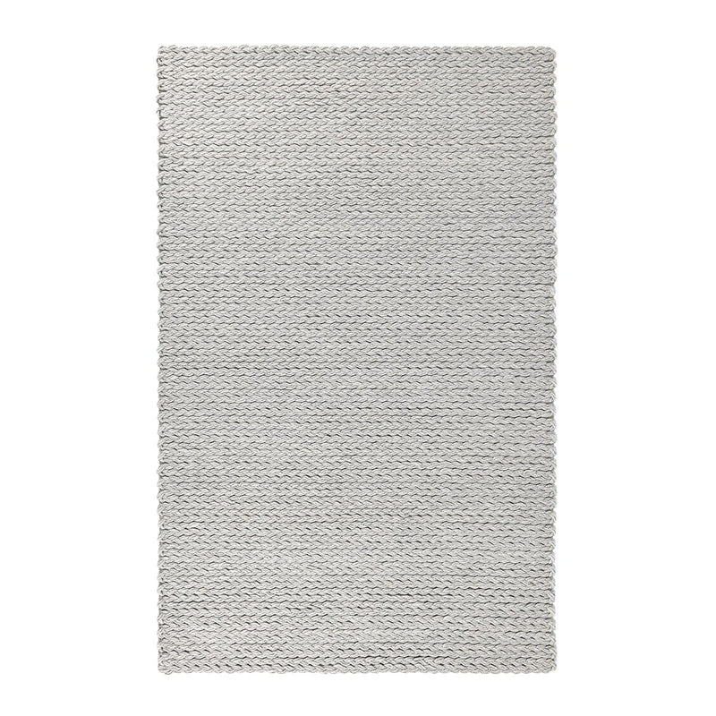 Wool area rug with short loop texture, light gray, rectangular