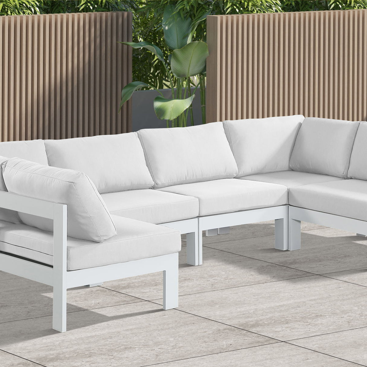 Nizuc - Outdoor Patio 6 Piece Modular Sectional With White Frame