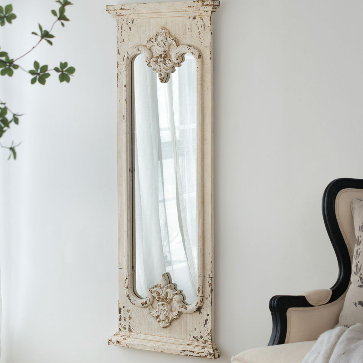 Full Length Mirror With Solid Wood Frame, Floor Mirror For Living Room Bedroom Entryway - White