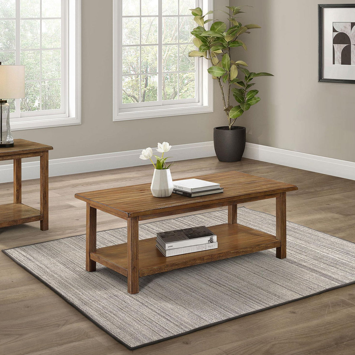 Payne 2-piece Coffee and End Table Set Distressed Brown