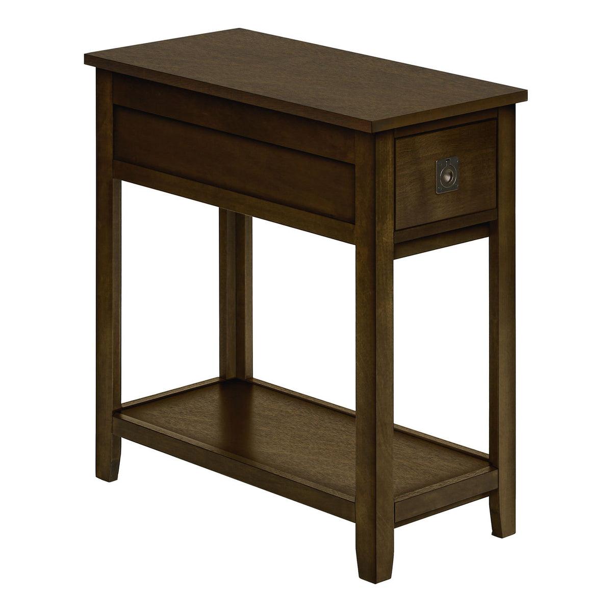 Accent End Table, 2 Tier, Narrow, Lamp, Storage Drawer, Charming Design