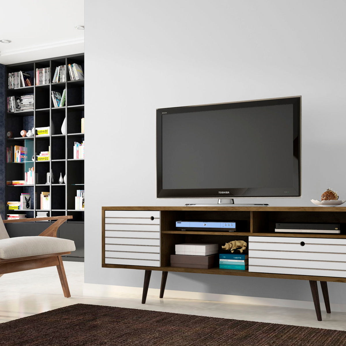 Manhattan Liberty - 71" TV Stand With Rustic Brown Frame