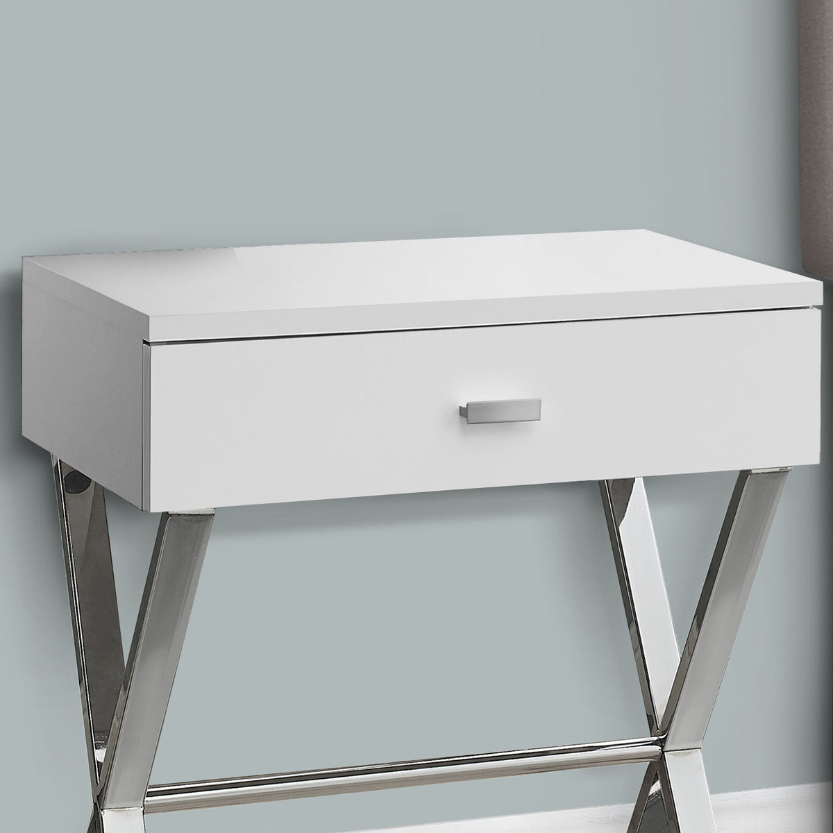 Accent Side X Table, Storage Drawer, Contemporary & Modern