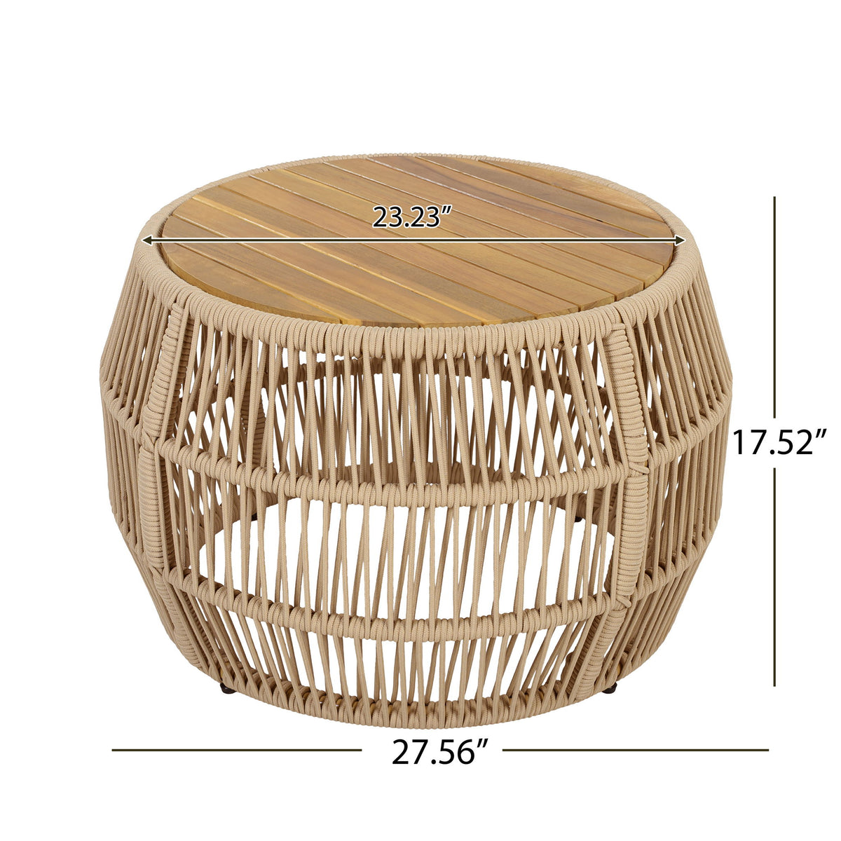 Round Side Table With Rope Frame