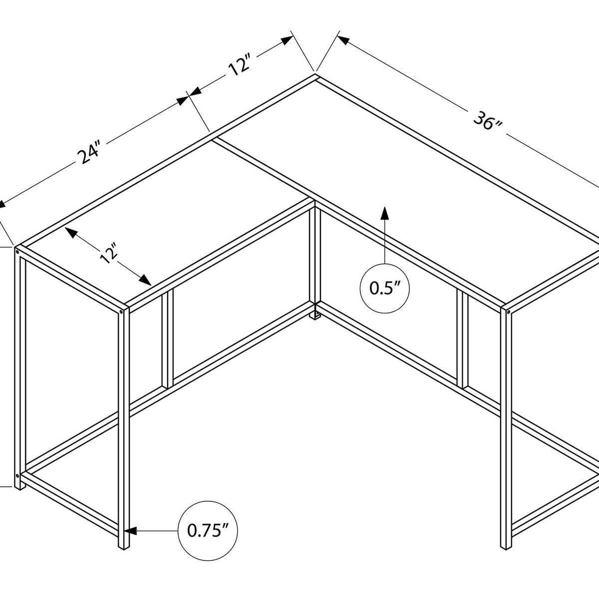 Corner Accent Console Table For Entryway, Unique L-Shaped Design