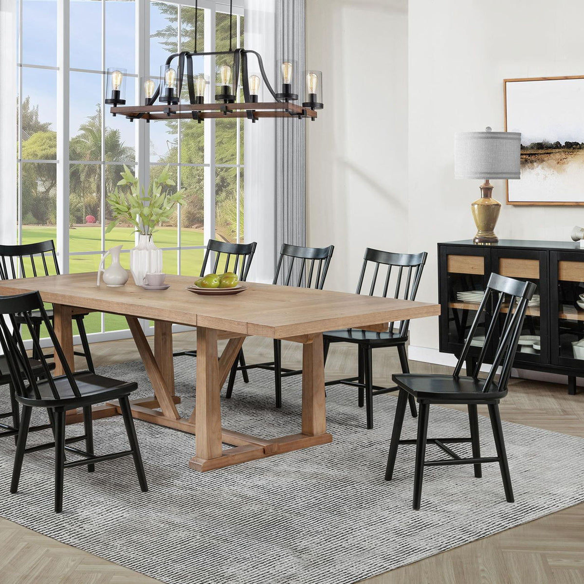 Middleton 10-piece Extension Leaf Dining Set Natural Brown and Black