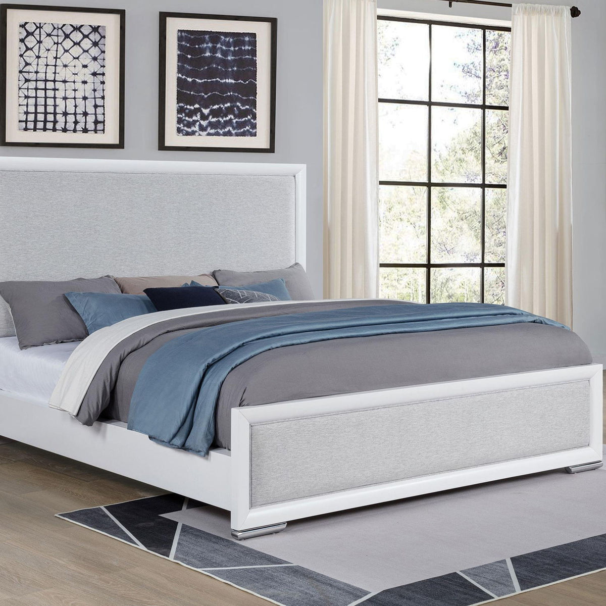 Gracemont 57-inch California King Panel Bed Grey and White