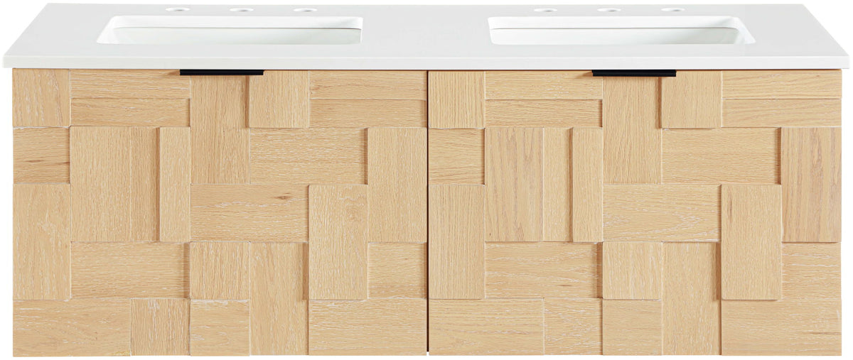 Leonardo - Engineered Stone And Solid Wood 24" Wall Mounted Bathroom Vanity