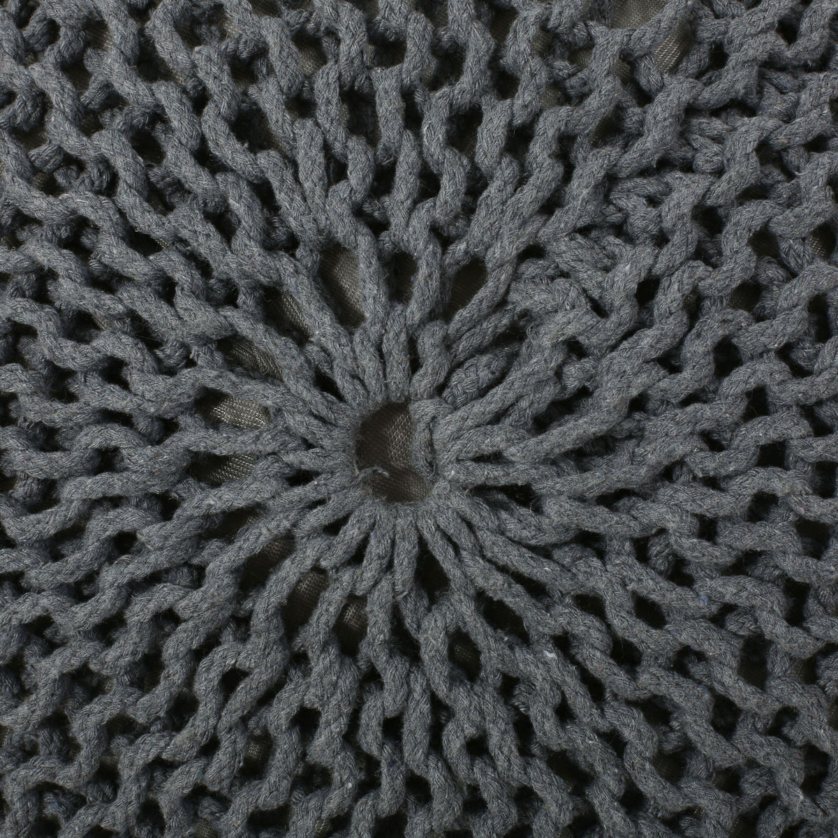Bordeaux - Knitted Cotton Round Pouf, Versatile Ottoman And Floor Cushion