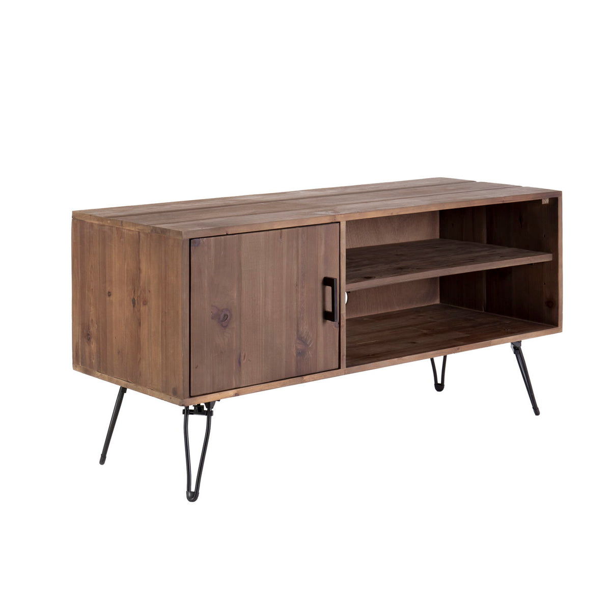 Simple, Modern, Vintage Reclaimed Wood TV Stand Media Table For Living Room - Natural