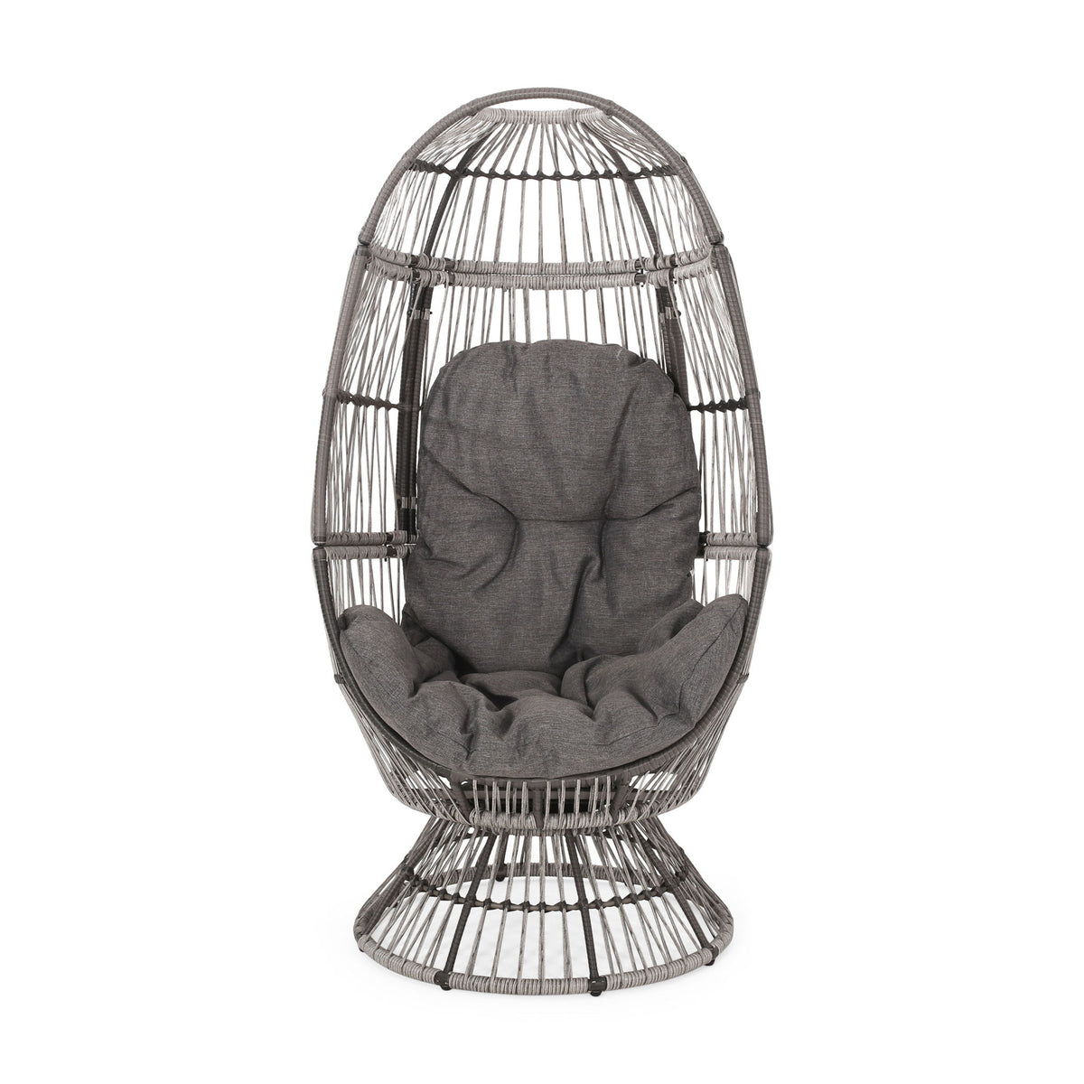 Patio Swivel Basket Egg Chair With Cushion