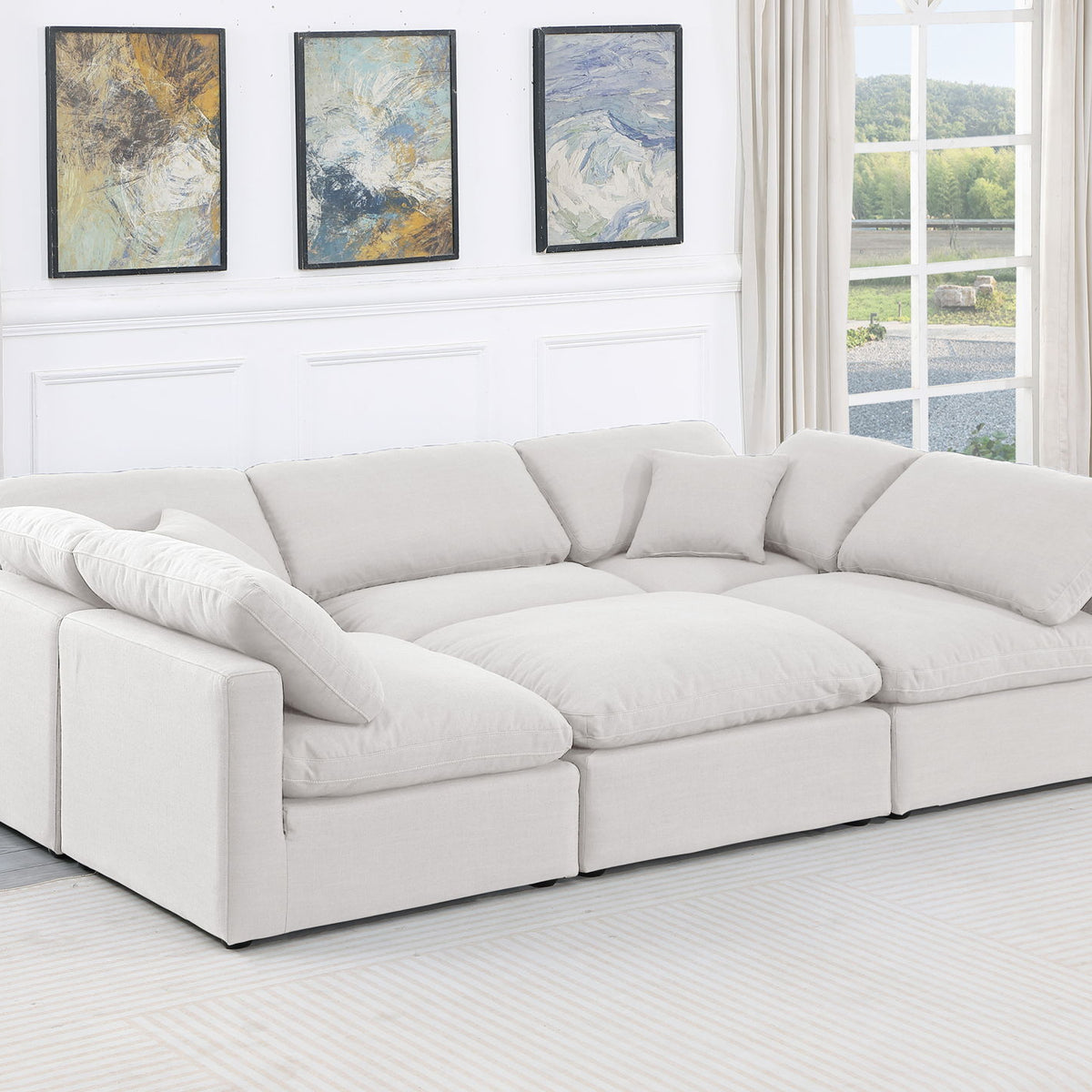 Indulge - Linen 6 Piece Modular Sectional - White