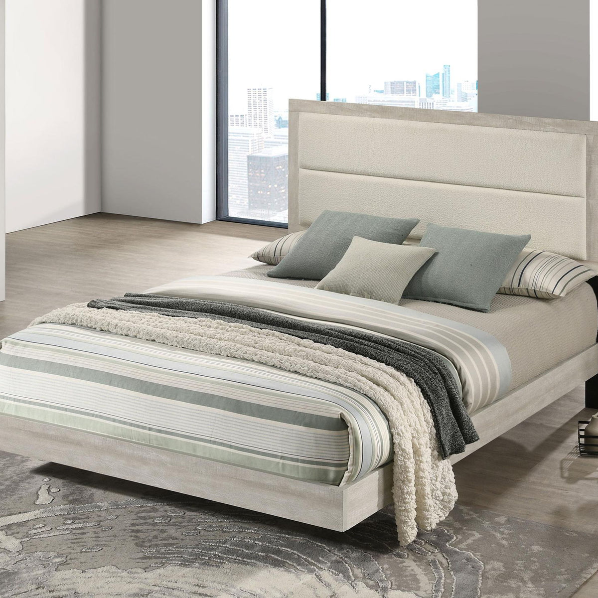 Trenton 54-inch Wood Queen Panel Bed Rustic Cream