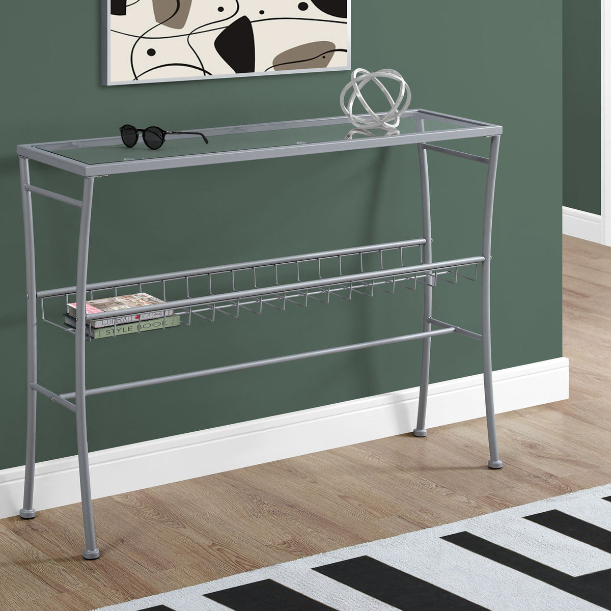 Accent Console Table For Entryway, Contemporary & Modern - Silver
