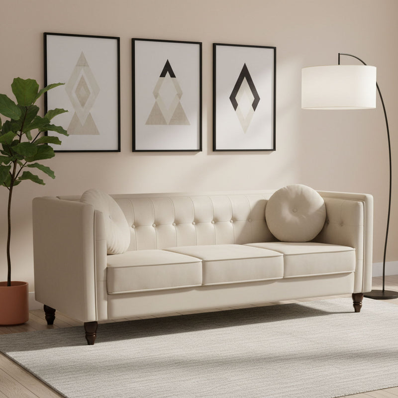 Chesterfield Sofa With Square Arms For Living Room