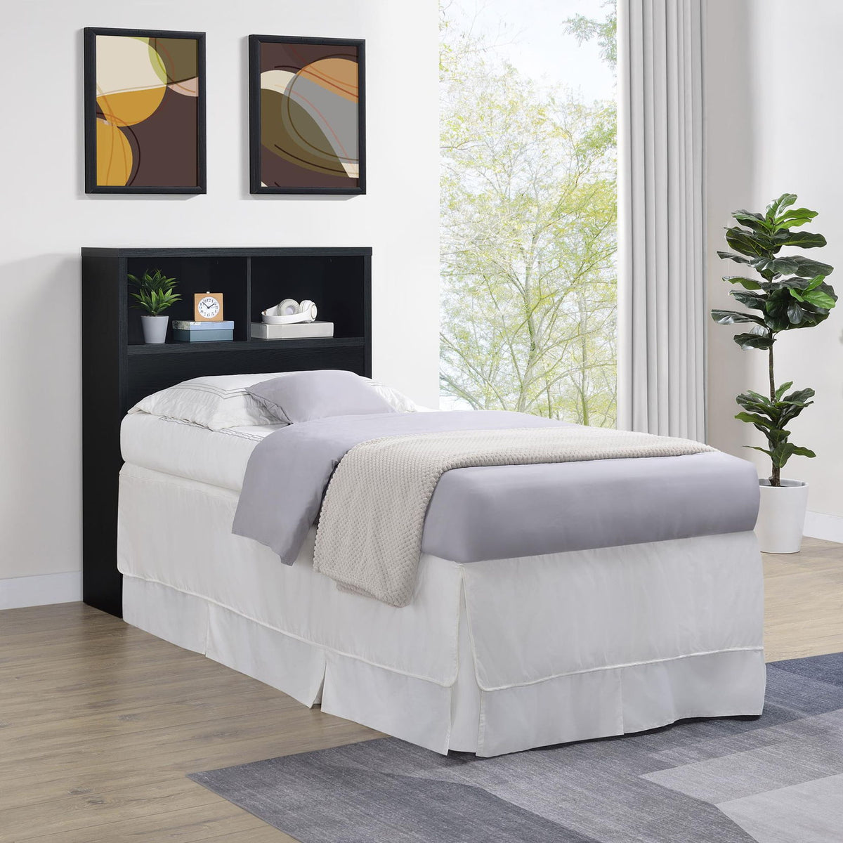Westpark 49-inch Twin Bookcase Headboard Black