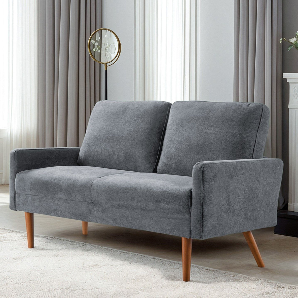 Loveseat Sofa, European Style With Sleek Design, Modern & Vintage Flair, Upholstered 2 Seater Couch