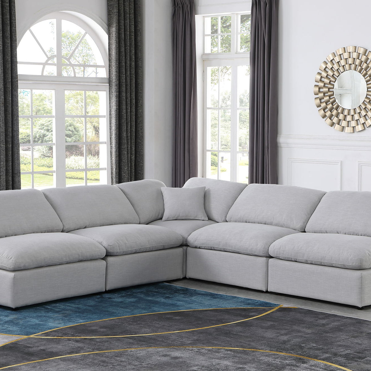 Indulge - Linen 5 Piece Modular Corner Armless Sectional
