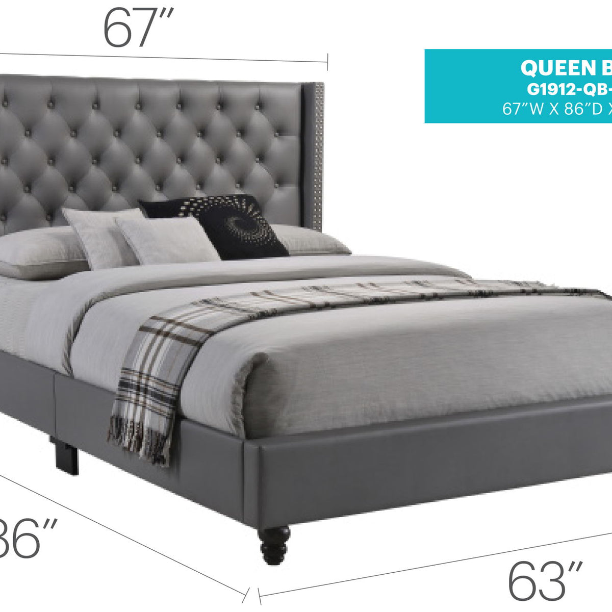 Nailhead Bed Transitional Vibrant