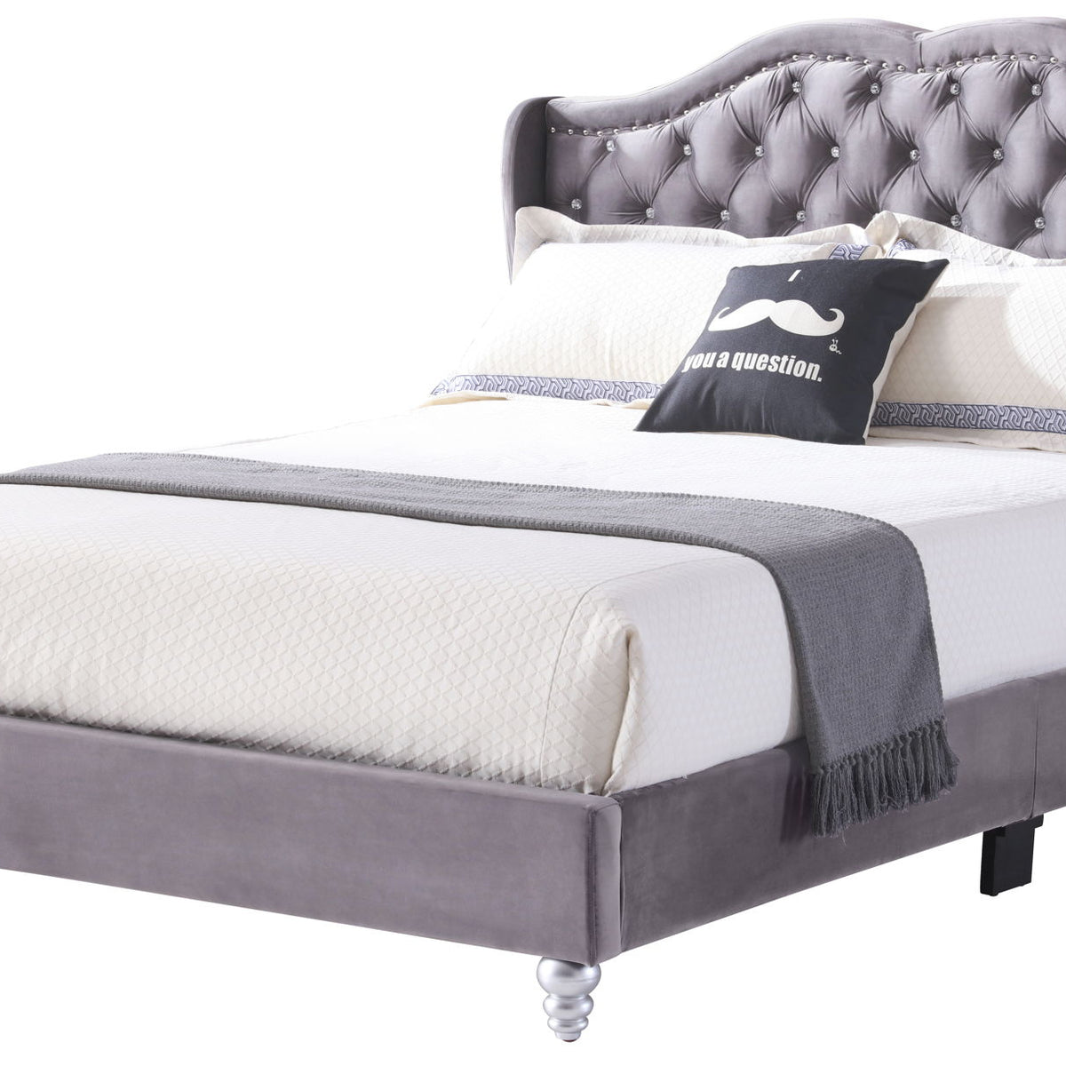 Upholstered Velvet Bed Transitional