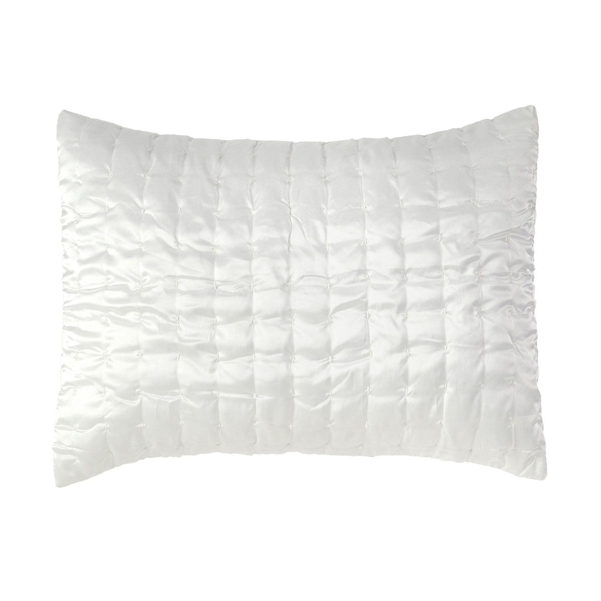 Ivory quilted pillow sham with channel stitching and textured diamond pattern
