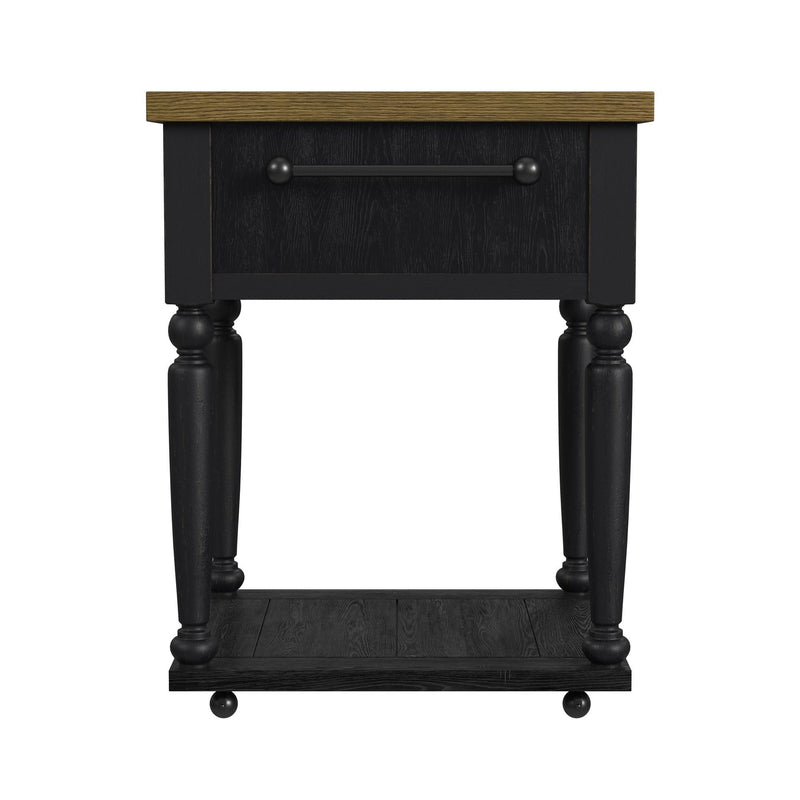 Heritage - Chopping Block Island With Casters - Oak Brown And Black
