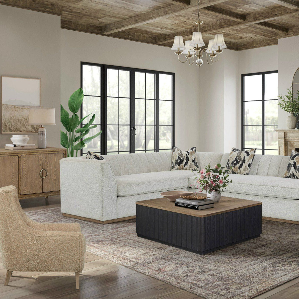 Hi Back Accent Chair - Light Brown