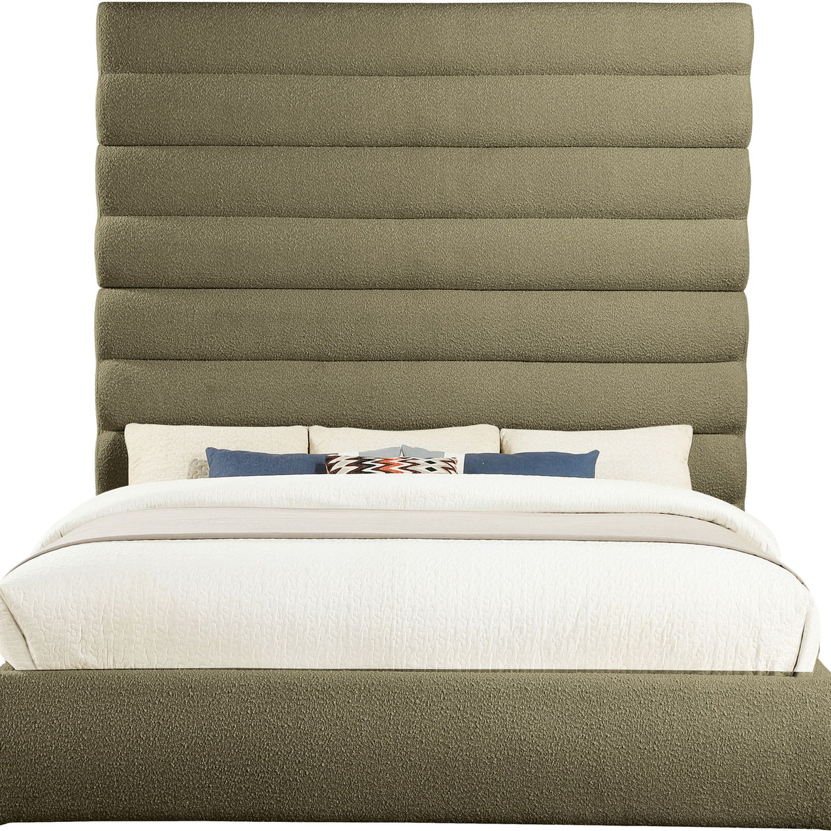 Adam - Boucle Fabric Bed With 89" Headboard