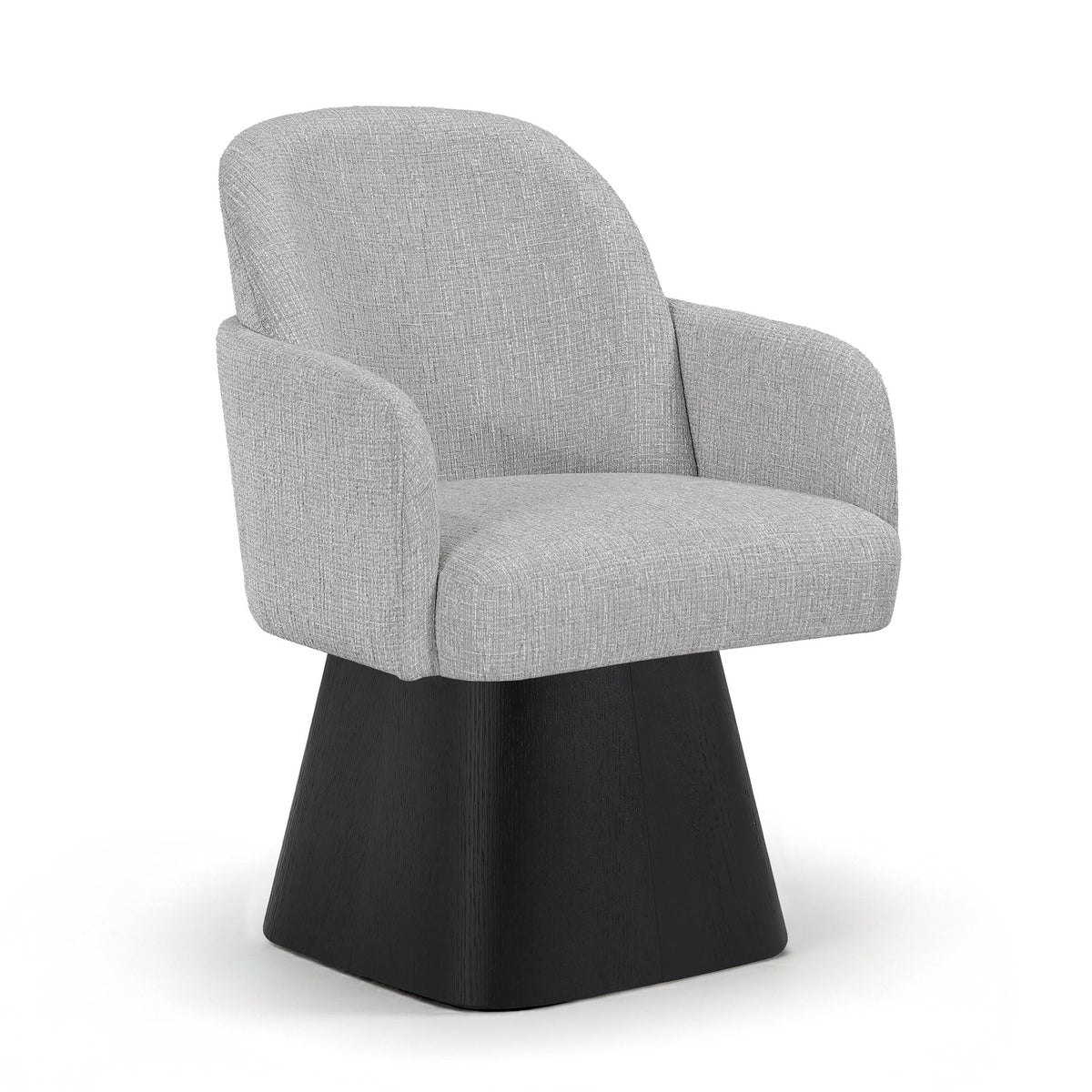 Marlowe - Linen Textured Fabric Upholstered Swivel Dining Arm Chair - Stained Black