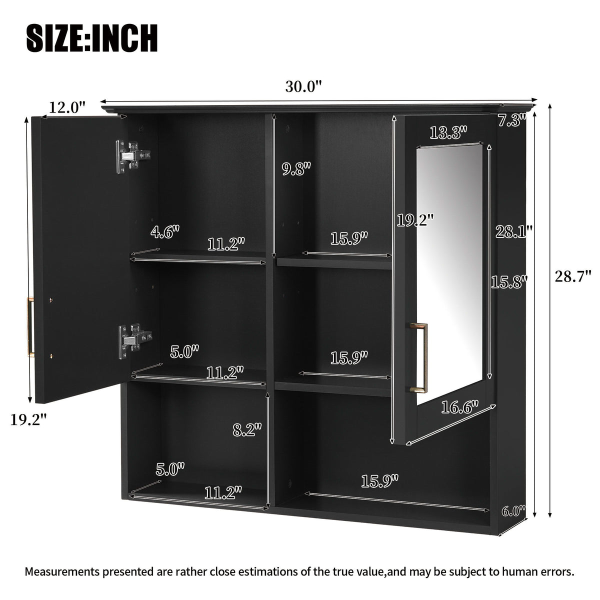 2 In 1 Wall-Mounted Mirror Cabinet With Adjustable Shelves, Soft-Close Doors, High-Definition Mirror & Storage