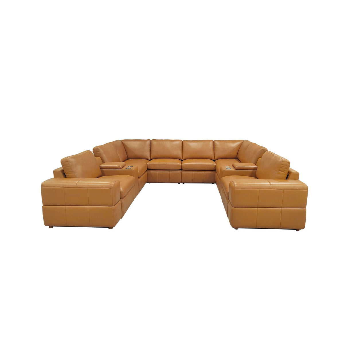 Upholstered Large Arms Sectional With Recliner Seats