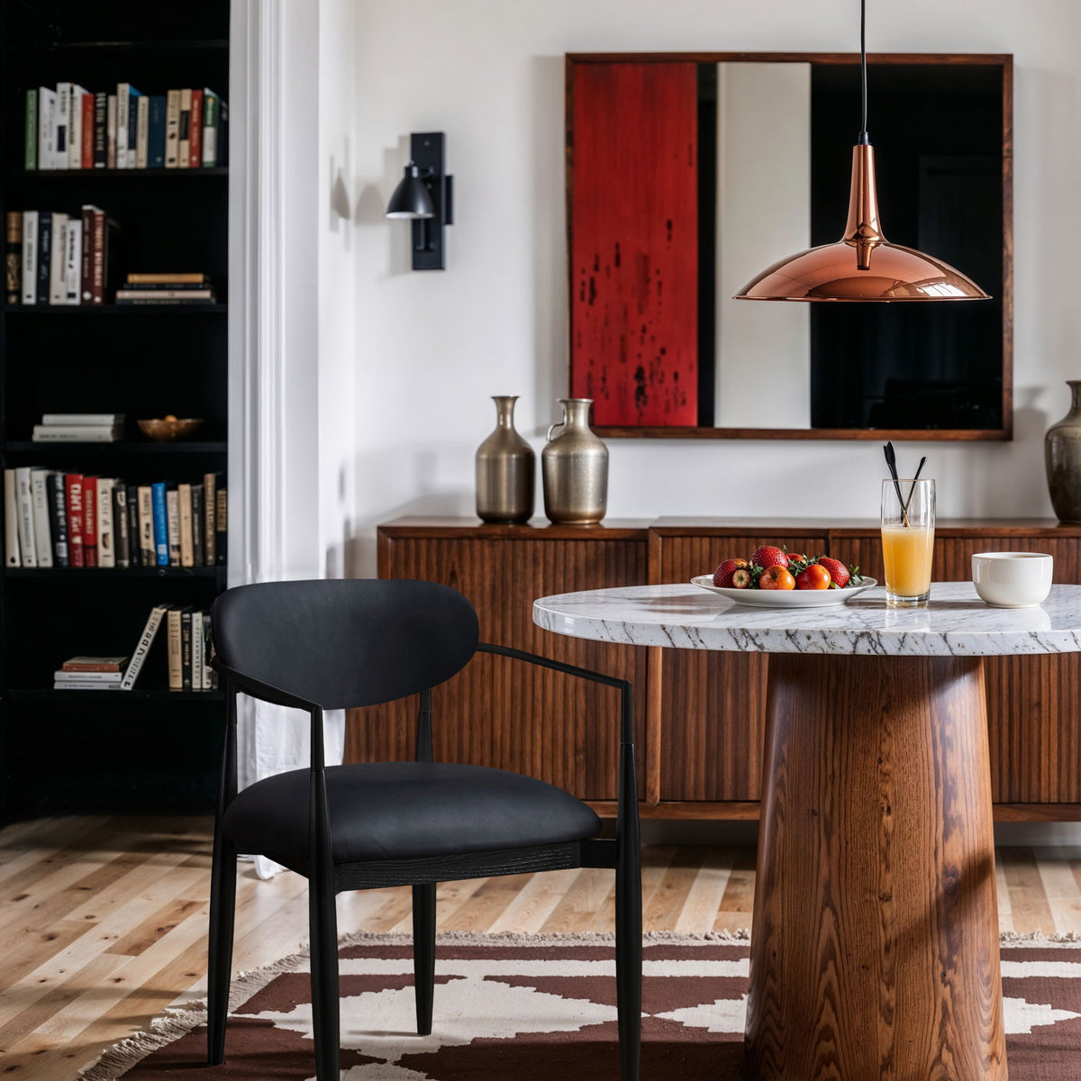 Riccio - Faux Leather Dining Arm Chair (Set of 2) - Black Frame