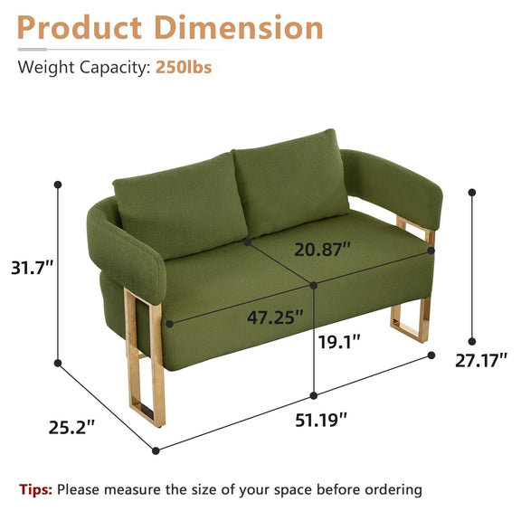 Olive green upholstered side chair with curved arms and light wood legs