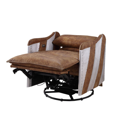 Qalurne - Power Motion Recliner With Swivel - Two Tone Mocha