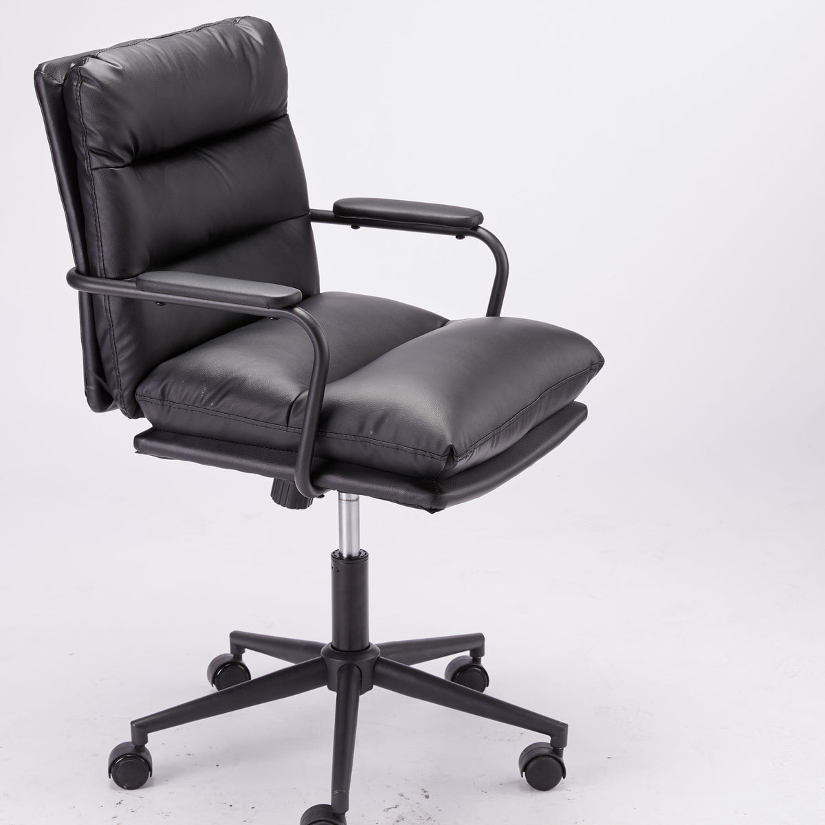 Office Chair Mid Back Desk Chair Modern Excutive Office Chair With Arms And Wheels For Home Office - Black