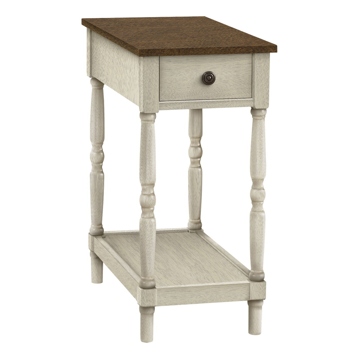 Accent End Table, 2 Tier, Storage Drawer, Traditional Stylish Design