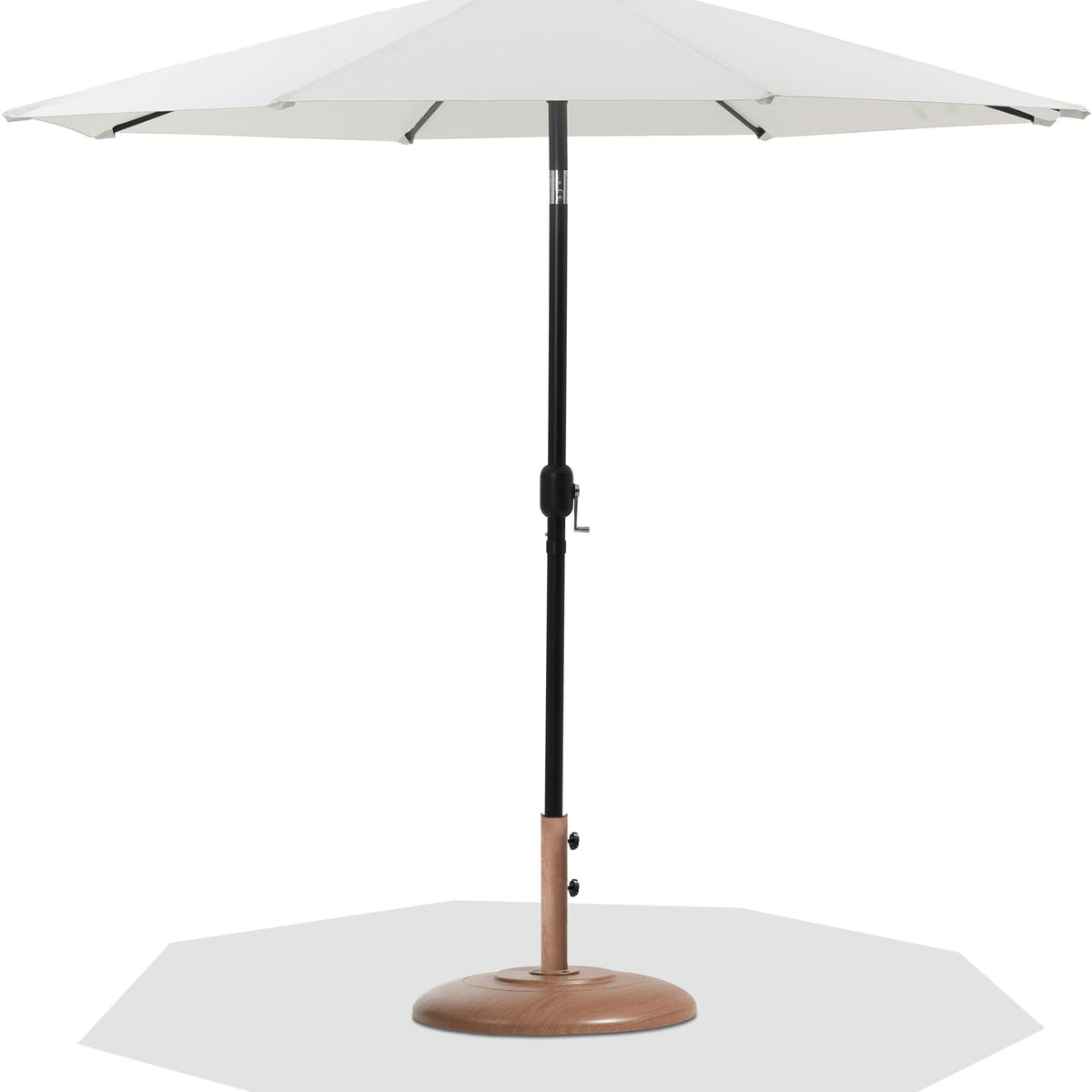 Fiji - Aluminum Patio Umbrella With Round Teak And Black Base