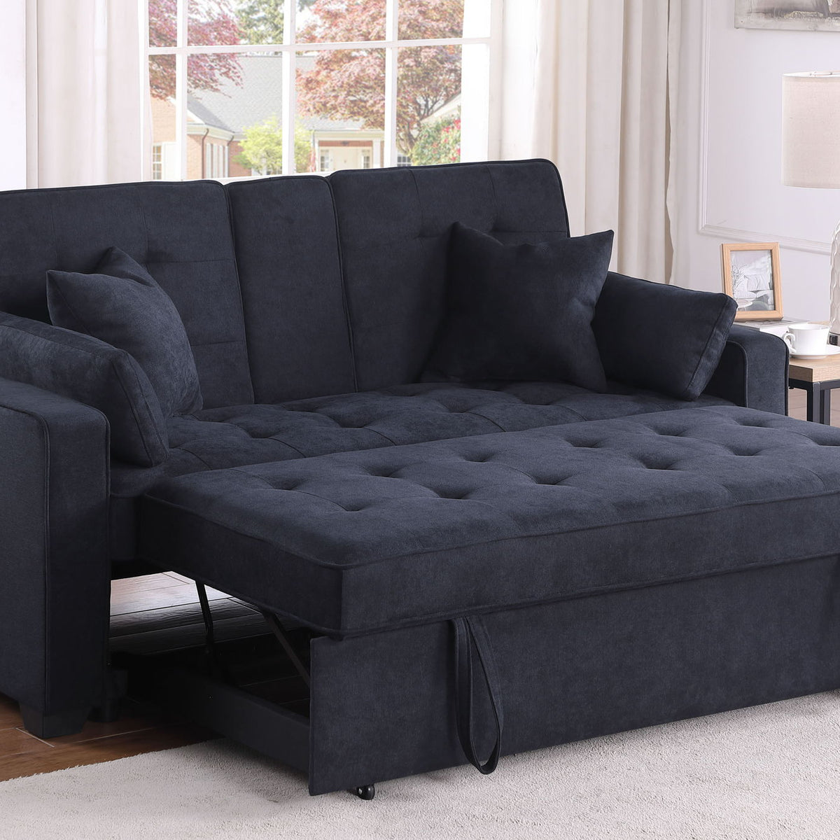 Cody II - 69.5"W Woven Fabric Convertible Sleeper Loveseat with Cup Holder