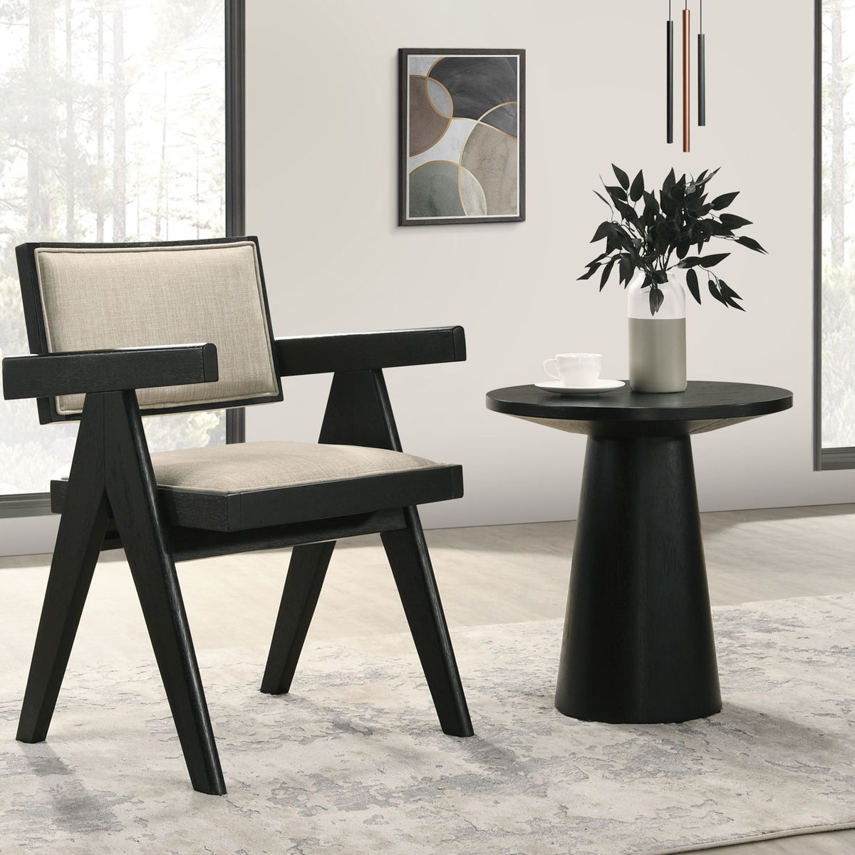 Jasper - 3 Piece Arm Chairs And Console Table (Set of 3) - Ebony Black