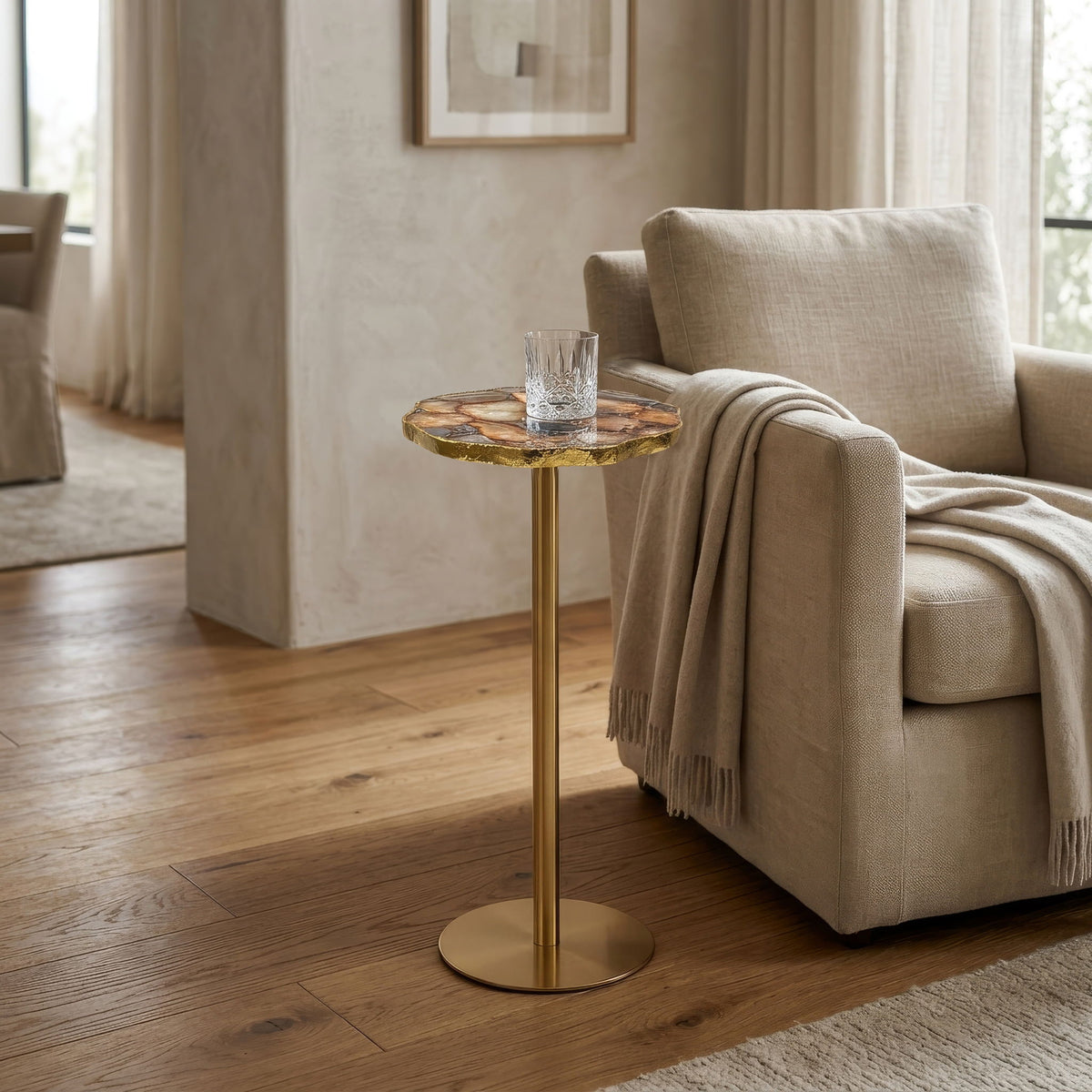Champaign - Round Accent Table - Gold