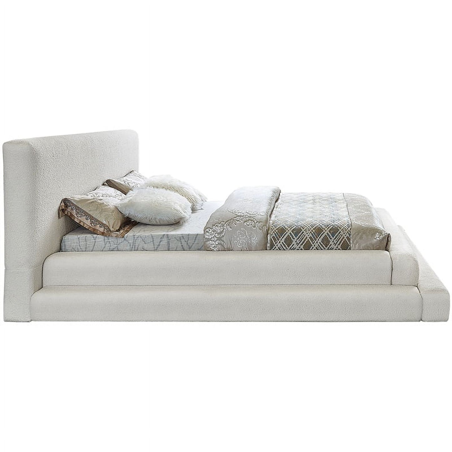 Meridian Furniture Dane Cream Teddy Fabric Bed