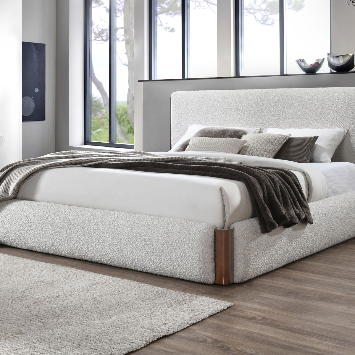 Sandro - Eastern King Bed Boucle - Walnut / White
