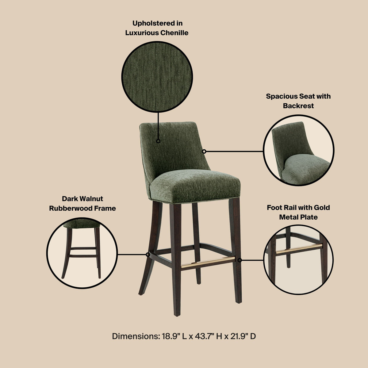 Manhattan Beever - Chenille Wood Stool