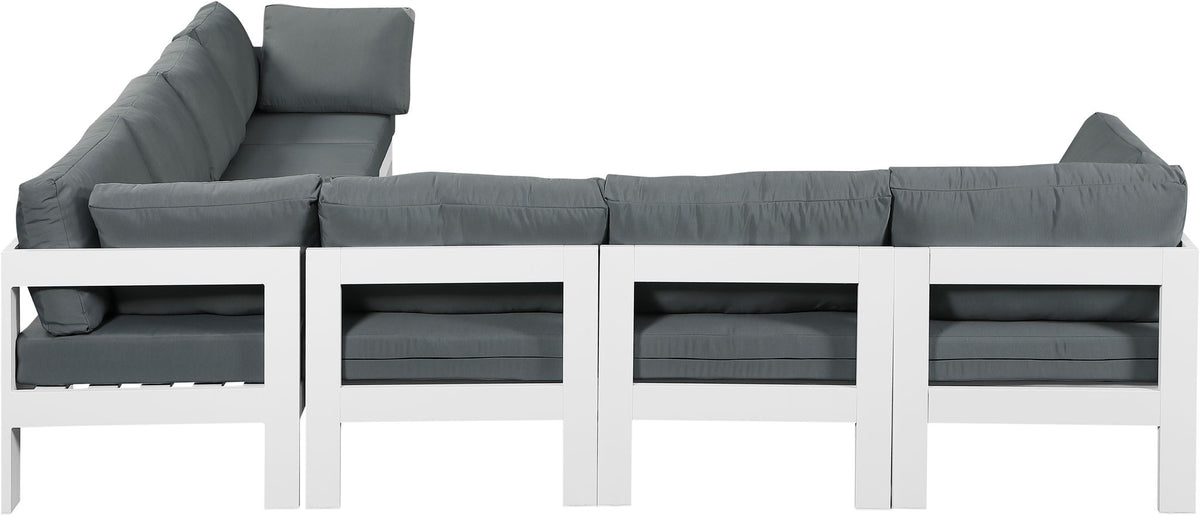 Nizuc - Outdoor Patio 7 Piece Modular Sectional With White Frame