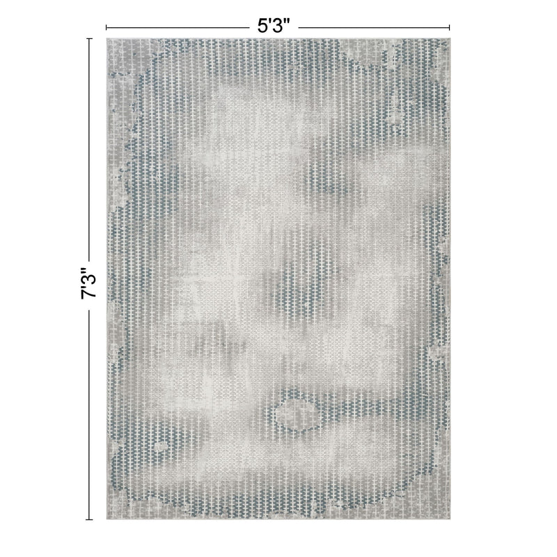 Geometrix - 5'3" X 7'3" Area Rug, Geometric 3D Effect - Ivory / Gray