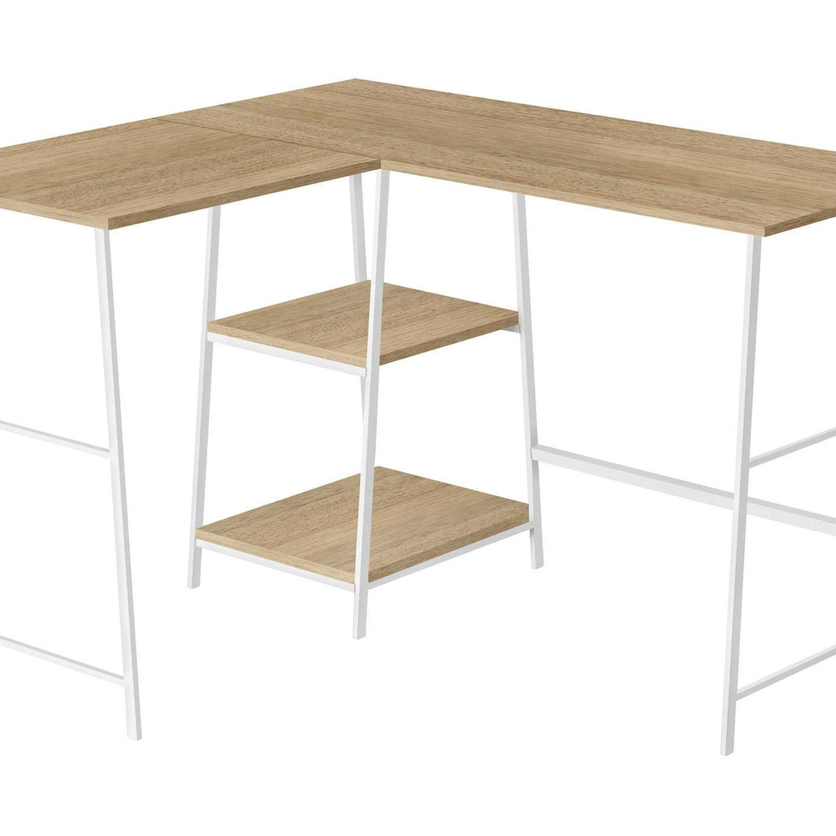 Computer Desk, Home Office, Corner, Storage Shelves, L Shape, Work, Laptop, Contemporary, Modern - White Base